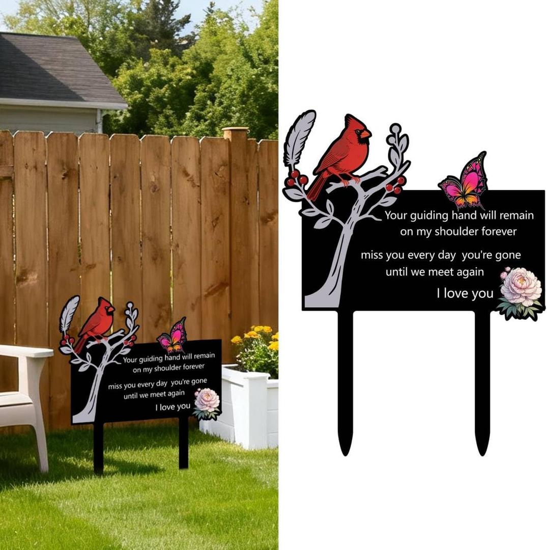 Large Memorial Grave Marker Cemetery Decorations for Grave Acrylic Memorial Remembrance Stake Garden Yard Site Sympathy Decor for Heavenly Celebrations Anniversaries Funerals Events(18.1'' x 13.8'')