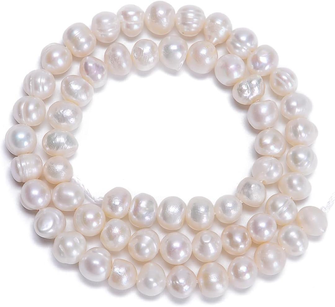 AD Beads Natural Freshwater White Pearl Round Beads 15" 4mm 6mm 8mm 9mm 10mm 11mm 12mm (5.2mm)