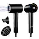 CONFU Hair Dryer, 110000 RPM Fast Drying Blow Dryer with Magnetic Diffuser and Concentrator, Professional Lightweight Ionic Hair Dryer for Women and Men (Black)