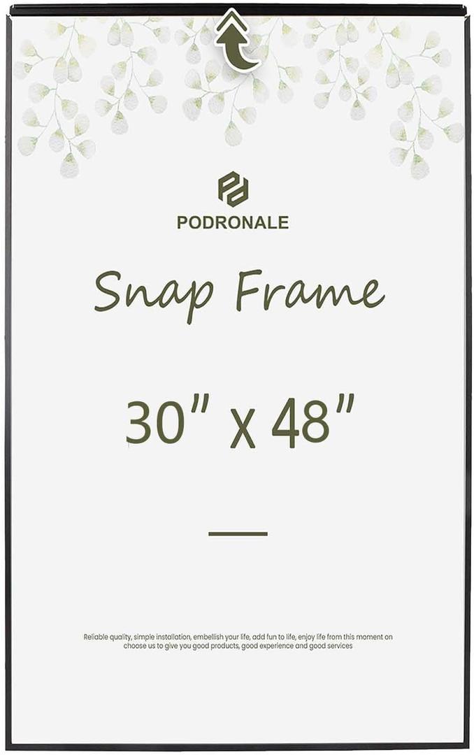 30x48 Poster frame, Plexiglass, Black Snap Frames, Coating Aluminum Profile, Display Horizontally & Vertically1PCS