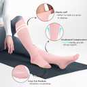 Cotton Compression Socks Women&Men with Grips Non Slip 15-20mmHg Knee High Graduated Sock for Nurse, Pregnancy, Yoga (Small-Medium, 01-3 Pairs-white Pink Blue)