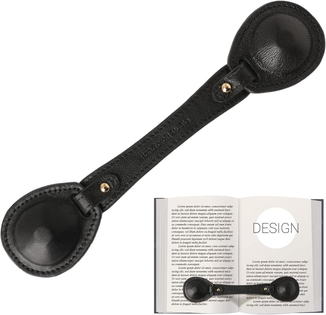 Leather Weighted Book Page Holder for Women Men, Book Weight Page Holder for Book Lovers, Book Accessories Gift for Reading Lovers (Black)