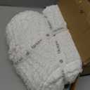 Waffle Knit Throw Blanket, Luxury Cozy Chunky Knit Throw Blanket for Couch, 50 x 60 Inch Thick Ultra-Soft Feather Yarn Knitted Blanket for Sofa, Bed, Home Decor - Off White