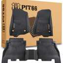 PIT66 Floor Mats Cargo Liners Compatible with 2018-2024 2025 Jeep Wrangler JL Unlimited 4 Door Only (Not Fit for JK/4XE) Heavy Duty TPE 1st and 2nd Row Car Mats alfombras para carro