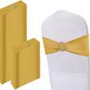 150 Pack Spandex Stretch Chair Sashes Bows, Elastic Stretch Chair Cover Bands Ties with Buckle Slider for Wedding Party Ceremony Reception Event Banquet Decoration (Gold)