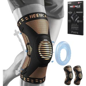 NEENCA 2 Pack Knee Braces for Knee Pain, Compression Knee Sleeves with Patella Gel Pad & Side Stabilizers, Knee Support for Men Women, Meniscus Tear, Arthritis, Joint Pain, ACL,PCL,MCL,Runner, Workout Large