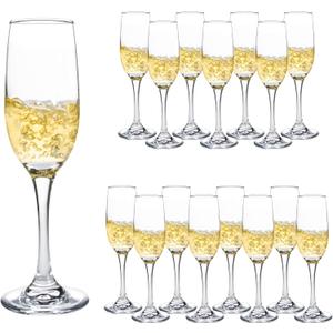 SHYRC Glass Champagne Flutes Set of 16, 6oz Classic Champagne Glasses, Sparkling Wine Glass, Champagne Flutes with Long Stem for Party, Wedding and Home - Clear