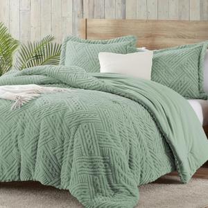 Homelike Moment Fluffy Twin Size Comforter Set - Sage Green Warm Comforter for Winter Twin Bed Set