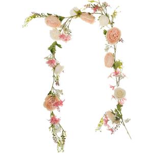 Lvydec Artificial Peony Flower Garland - 6ft Silk Peony Garland with Champagne and White Flowers for Wedding Party Table Decoration