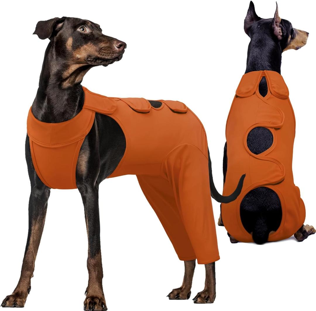 Kuoser Recovery Suit for Back Legs, Thigh Wound Protective Sleeve, Recovery Sleeve for Female Male Dogs, Onesie After Surgery, Pet Surgical Suit for Spay Neuter, Brown L (L (Prioritize CHEST GIRTH:23.6-27.6''))