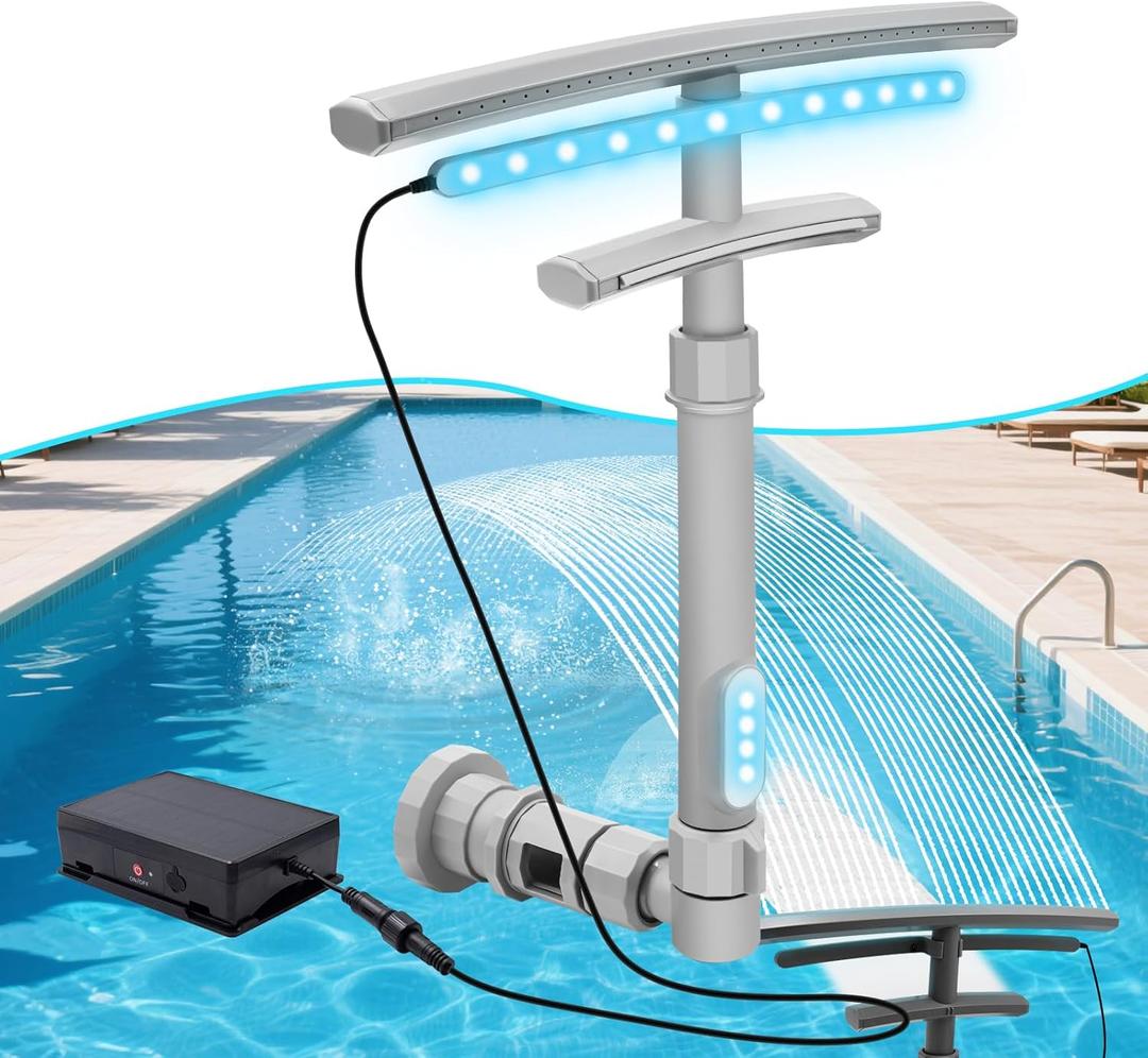 Pool Fountain Pool Fountains for Inground Pools Adjustable Pool Waterfall Pool Waterfall with Adjustable Lighting Adjustable Water Pressure Solar Pool Fountain