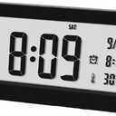 Large LED Digital Alarm Clock, Desk Bedside Clock with Night Light, Simple Operation, Snooze, Temperature Display,White(Black)