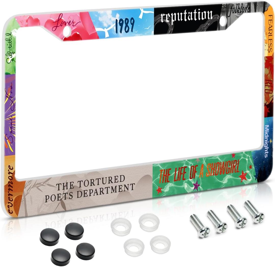 License Plate Frame for Car, All Music Verson Plate Frame with Screws for Standard Us Canada License Plate Holder, Stainless Steel Car Accessories 12x6 Inch