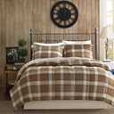 Woolrich Comforter Set, Cabin Lodge, Warm Cover for Colder Season, Modern Cottage-Inspired Down Alternative Ultra Soft Microfiber Bedding, Matching Sham, Plaid Brown Full/Queen 4 Piece