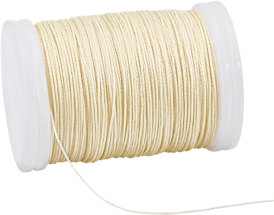 PH PandaHall 0.5mm Waxed Cord, 131 Yards Waxed Beading String Polyester Threads Wax Cord Twine for Bracelet Necklaces Dreamcatcher Jewelry (Antique White)