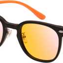 AMBEYE Gaming Glasses for Men Women 99% Blue Light Blocking Anti Fatigue & Glare Orange Lens TR90 Square Frame for Computer Use (Matte Black & Orange)