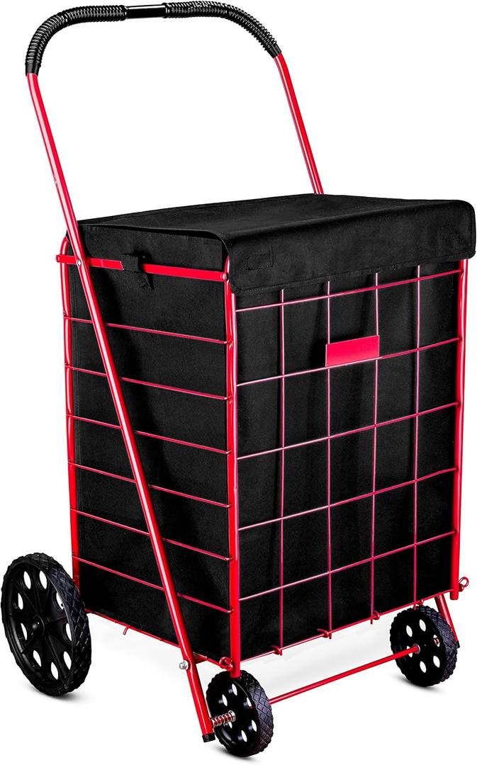 Handy Laundry Shopping Cart Liner, 18" X 15" X 24", Square Bottom, Fits Standard Shopping Cart, Cover and Adjustable Straps for Easy Secure Attachment, Made from Waterproof Material, Black