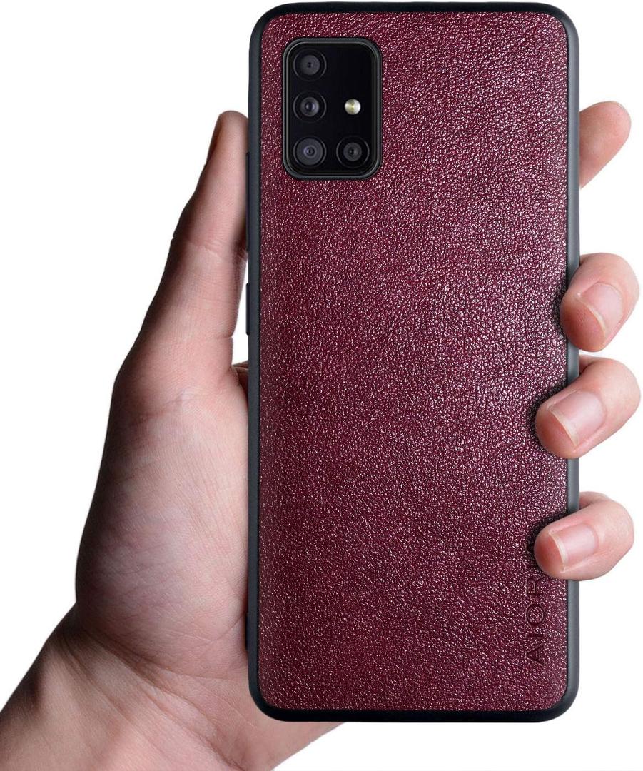 for Samsung Galaxy A51 5G Case (Not Fit A51 4G), 6.5 inch Premium PU Leather Phone Cover Retro Design Full Protective case for Samsung Galaxy A51 5g (Dark Red)