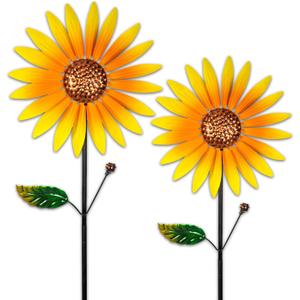 2 Packs Wind Spinners Outdoor, Sunflower Decor Windmill for Yard, Pinwheels, Wind Spinners for Yard Garden, Outdoor Metal Wind Spinner Lawn Decor