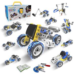 STEM Toys for 5 6 7 8+ Year Old Boy,10 in 1 Electric Building Toys for Kids Ages 4-8 5-7 6-8, Educational Racing Construction Science Kit for Boys 4-6 8-10, Creative Games Fun Birthday