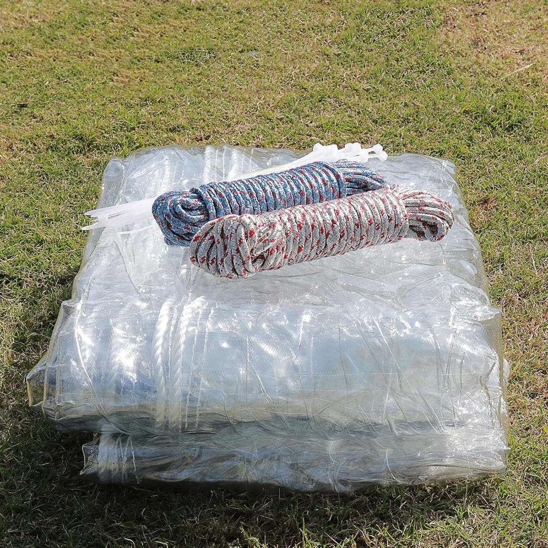 Clear Waterproof Tarps Outdoor Garden Rainproof Covering, Thicken Waterproof Clear Tarp with Grommets, Tear-Resistant, UV-Resistant, for Plant, Garden, Chicken Coop, Window Shield (2x7.5m/6.6x24.6ft)