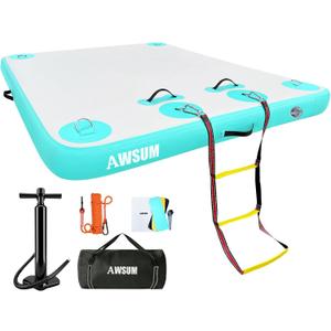 AWSUM Inflatable Floating Dock Air Dock Platform Floating Island Raft with None-Slip Surface for Pool Beach Ocean