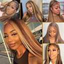 13x6 Lace Front Wigs Honey Blonde Hightlight Fashion Glueless Wig Pre-layered 30 Inch Long Straight with Wavy End HD Lace Free Part Frontal Wig Pre Plucked with Babyhair Tiny Knots Lace Part