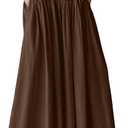 Milumia Women's Pleated Flowy Long Skirts High Waist Maxi Skirt with Pocket (Medium, Brown)