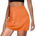 Satin Mini Skirt High Waisted Silk Skirts for Women Trendy Solid Color Short Skirt M