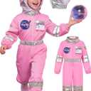 Astronaut Costume for Kids Space Suit for Girls with Helmet for Halloween Cosplay Career Day (5-7 Years)