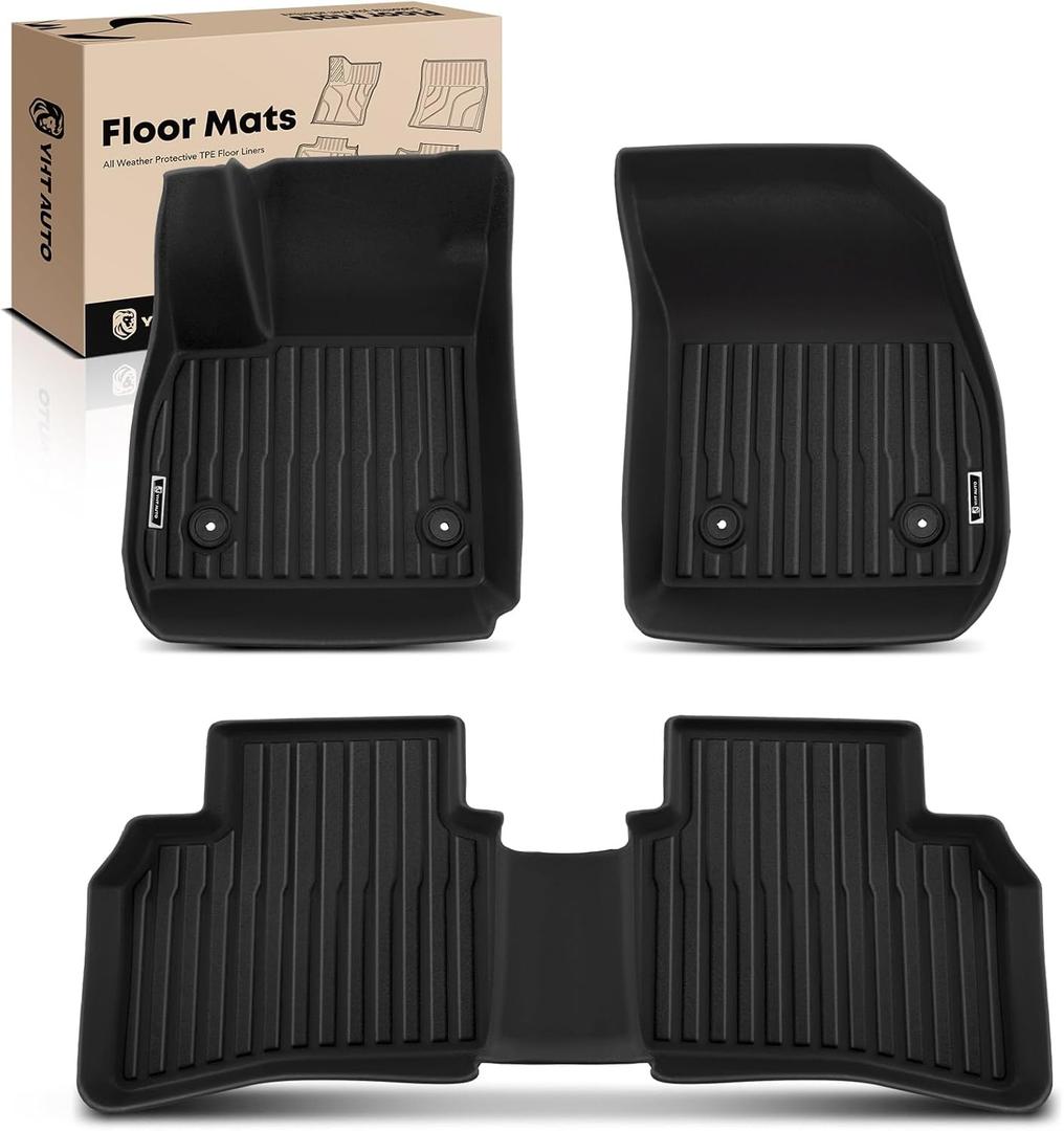 YHTAUTO Floor Mats Fit 2018-2025 Buick Enclave, TPE All Weather Car Mats Waterproof Anti-Slip Odorless Floor Liner, Interior Car Accessories Front & 2nd Row Liner