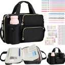 Bible Cover Case for Women, Large Bible Bag with Removable Pencil Case, Water Bottle Pocket and Shoulder Strap for Bible Study Supplies, Church Carrying Journaling Kit, Christian Gift for Women