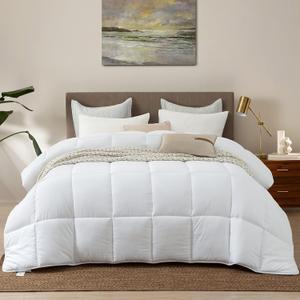 Dorrin Nessin Down Alternative Comforter King Size All Season Duvet Insert, Ultra Soft Double Brushed Microfiber Quilt Cover, Classic Box Stitched with Corner Tabs, White Color (King-106x90, Solid White)