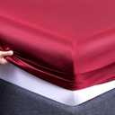 Vonty Satin Sheets Full Size Silky Soft Satin Bed Sheets Burgundy Sheet Set, 1 Deep Pocket Fitted Sheet + 1 Flat Sheet + 2 Pillowcases