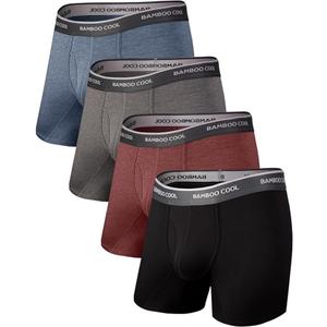 BAMBOO COOL Men's Underwear Boxer Briefs Soft Breathable Underwear (4 Pack) Medium