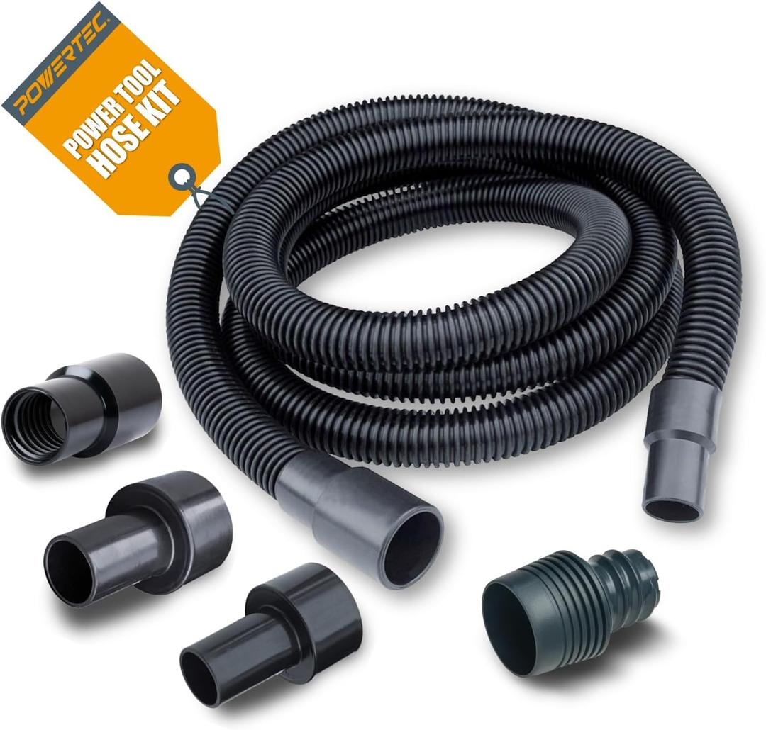 POWERTEC 70347 10 Ft. Dust Collection Hose Kit with 1 Fittings for Woodworking Power Tools Home and Wet/Dry Shop Vacuums