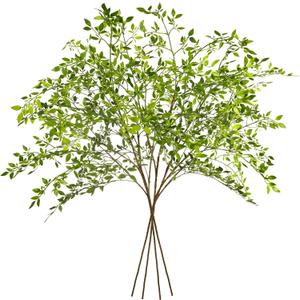 Ttranewsoo Artificial Greenery Stems, 43.3" Nandina Branches Tall Faux Plant Stems for Vase, Greenery Decor Stems Leaves Bunches for Shop Garden Office Home Dcor(4Pcs,Green)