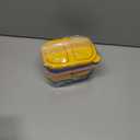 3 Pack Reusable Silicone Snack Containers with Lids, 8.5oz 2 Compartment Snackle Box Containers, Ideal Portable Small Snack Pack Containers for School, Office and Picnic (Blue, Pink, Yellow)