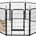 Amazon Basics Dog Playpen, 8 Panels Metal Fence with Door, Foldable for Indoor and Outdoor Use, Suitable for Small to Medium Sized Dogs, 30 Inch Height, Black
