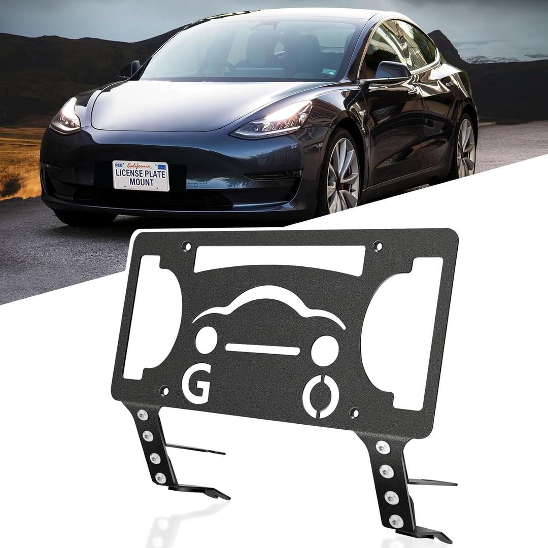 Front License Plate Bracket No Drill Compatible with Tesla Model 3 2019-2023,Front License Plate Frame Holder for Tesla Model 3 Accessories