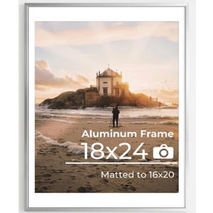 Acovy 18x24 Metal Picture Frames with Mat for 16x20 Photo, 18x24 Poster Frame, Aluminum Photo Frame Set of 1, High Definition Plexiglass, Wall Decor or Tabletop Display, Silver