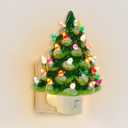 Blissun Ceramic Christmas Tree Night Light, 6-Inch Decor with Multicolor Bulbs & 360 Swivel Plug, On/Off Switch for Bedroom, Bathroom, Home Decor