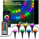 IVRICH 100FT Outdoor Ground Lights, Smart RGB Pathway Lights with APP/Remote Control, IP68 Waterproof, Music Sync, Timer Function, Color Changing, for Patio Yard Lawn Walkway Driveway Garden Decor