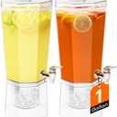Lifewit 1 Gallon (128 OZ) Drink Dispensers for Parties 2 Pcs, 4L Plastic Beverage Containers with Stand for Juice/Tea/Soda/Water, Clear Ice Lemonade Dispensers with Lid & Leak-proof Spigot