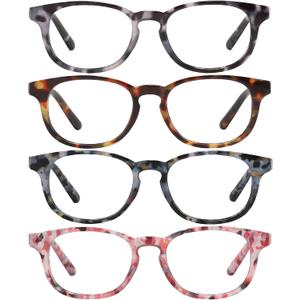 Przene Reading Glasses for Men Women Blue Light Blocking Readers Spring Hinges Lightweight Style Pack