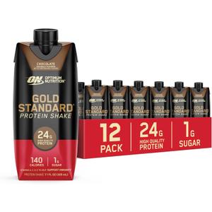 Optimum Nutrition Gold Standard Protein Shake, 24g Protein, Ready to Drink Protein Drinks, Chocolate, 11 Fl Oz, 12 Count (Pack of 1) (Packaging May Vary)