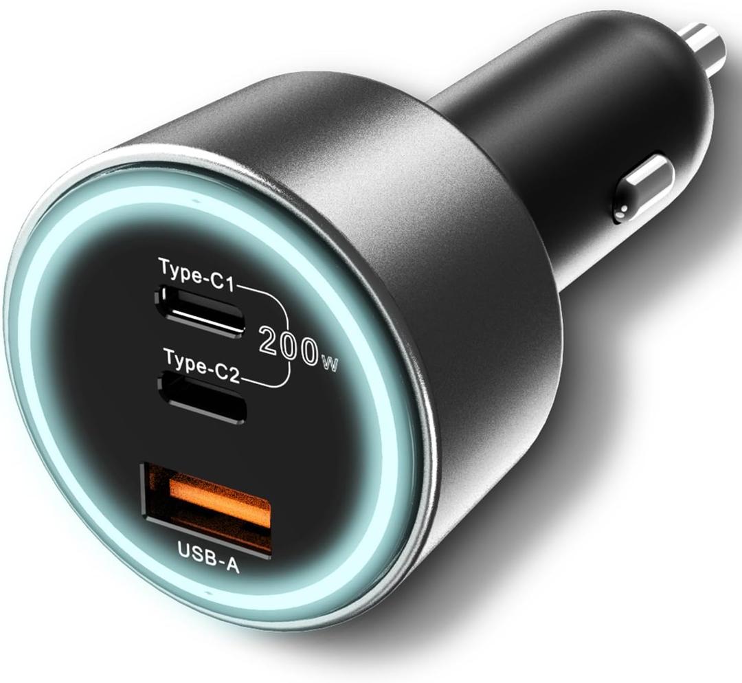200W USB C Car Charger, Graaci PD 100W Type C Car Charger Adapter, QC5 PPS 45W Super Fast Charging for MacBook Pro Air, iPhone 15 Pro Max, Galaxy S22 S23 Ultra, iPad, Laptops