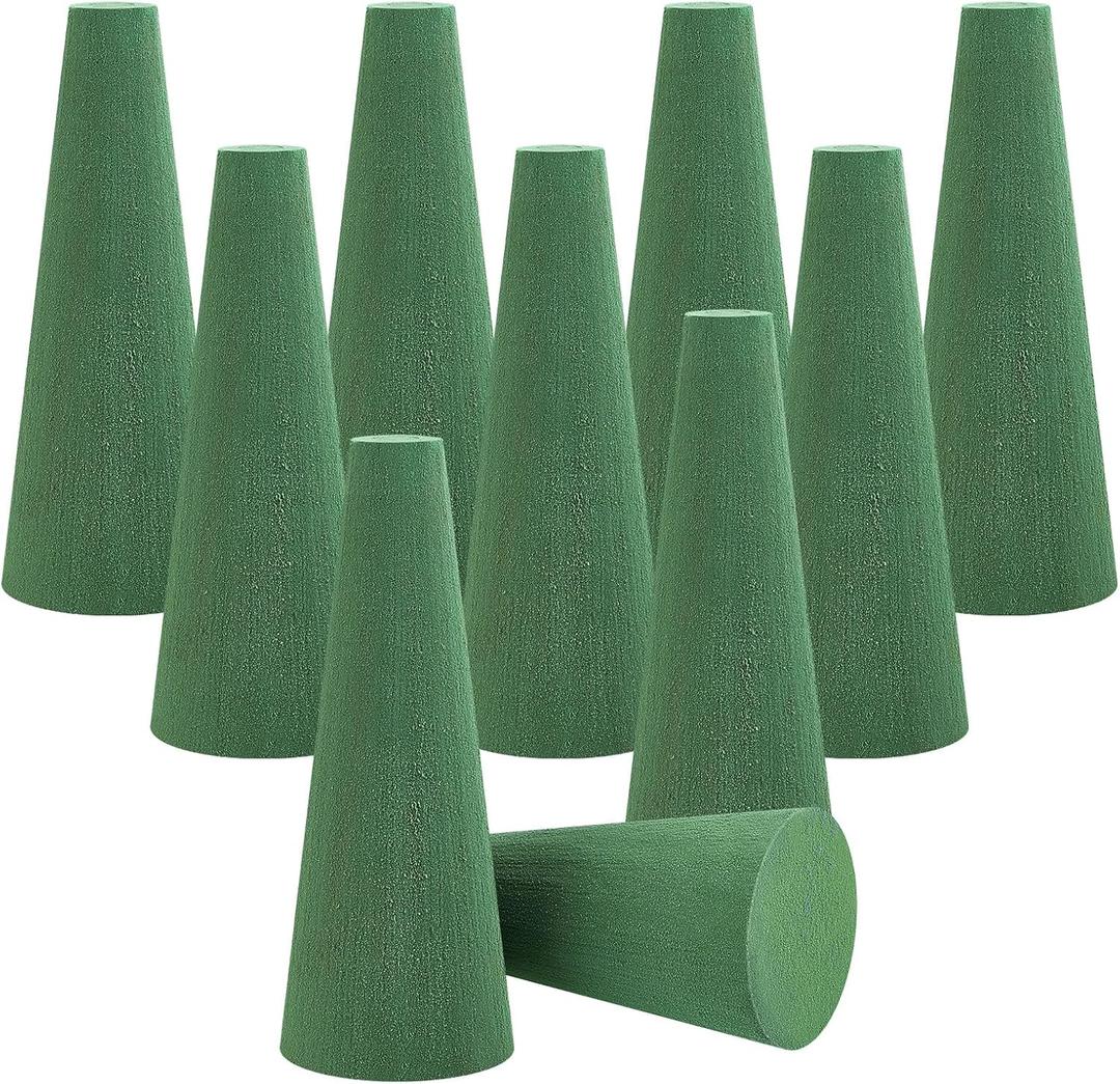 Dandat 20 Pcs Floral Foam Tree Cones Dry Wet Flower Foam Blocks Green 3.15 x 7.87 Inches for Flower Arrangements Florist Wedding Birthday Garden Cemetery Vase Plant Decorations