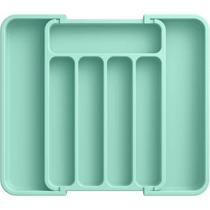Aujen Silverware Organizer - Expandable Kitchen Drawer Organizer, Adjustable Utensil Organizer, Cutlery Tray for Forks, Knives, Multipurpose Kitchen Organizers and Storage Solution, Green, Medium