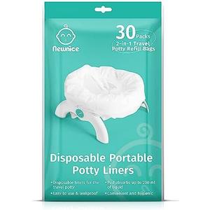 Newnice 30 Packs Disposable Liners with 200ML Absorbent Pads, Portable Travel Bags Compatible with OXO Tot 2-in-1 Go Potty, Training Liners Fit Most Chairs for Kids, Toddlers